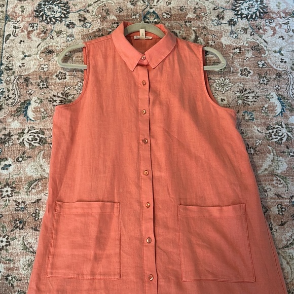 Eileen Fisher Organic Linen Sleeveless Dress Petite Small - Picture 3 of 10